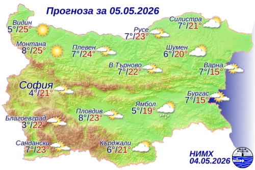 Времето на 5 май: Слънце с пролетна динамика и краткотрайни облаци следобед