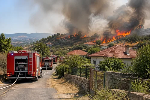 Пожар край Изворище се разраства до вилната зона