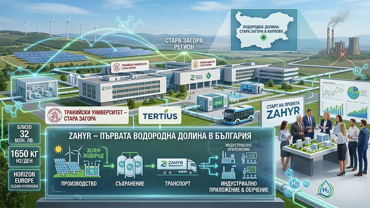 Първата водородна долина в България тръгва от Стара Загора: старт за ZAHYR за 32 млн. лв.