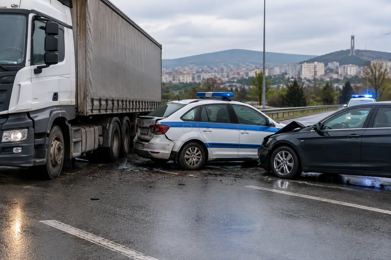 Техническа повреда в камион предизвика верижна катастрофа в Стара Загора