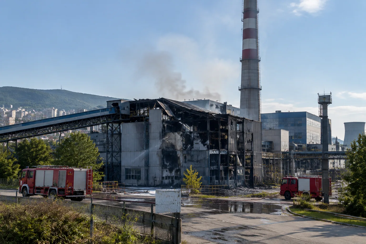 Пожарът в ТЕЦ „Брикел“ е овладян, РИОСВ не отчита замърсяване