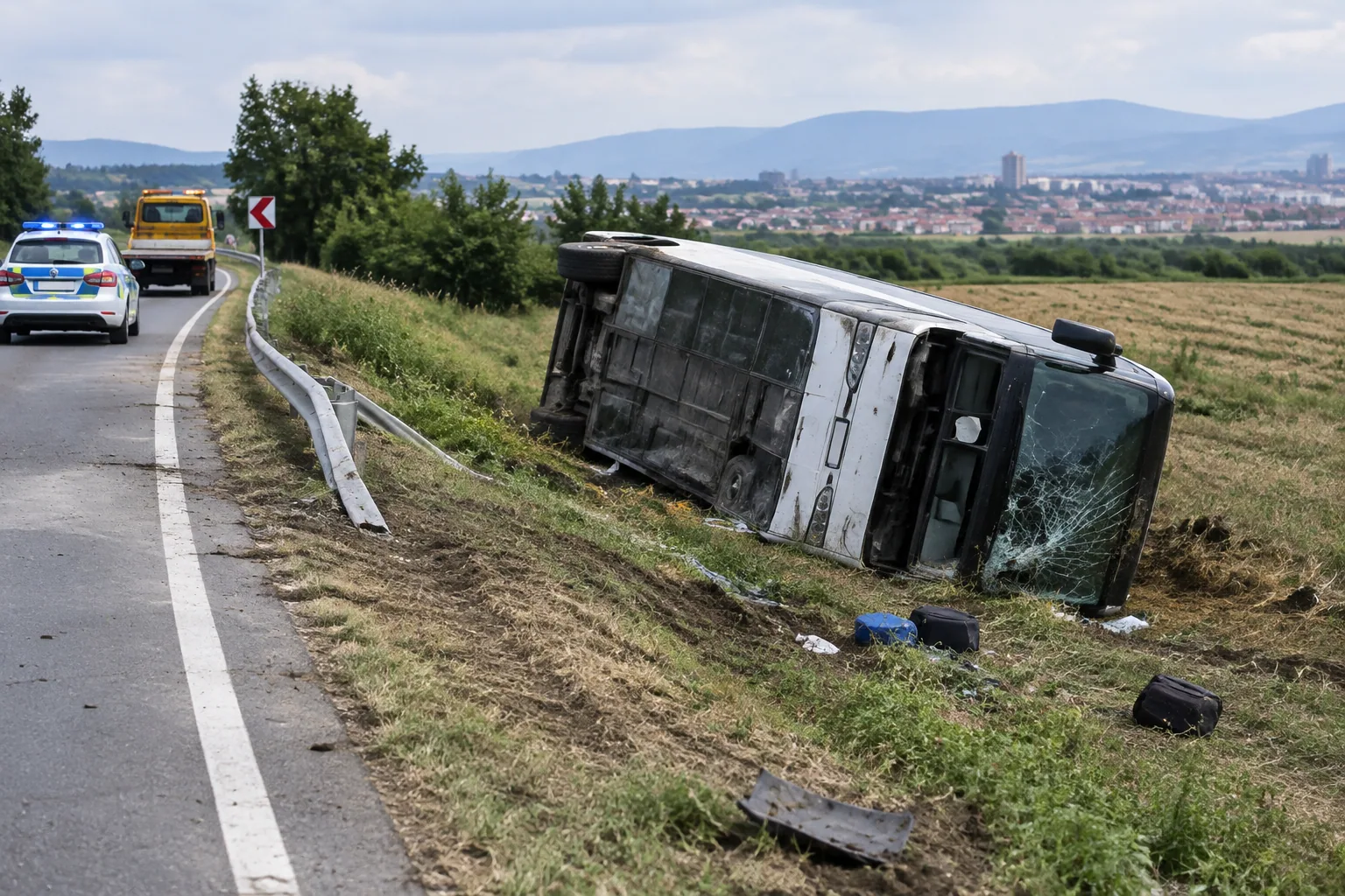 Полицията: 9 ранени при автобусна катастрофа край Асен