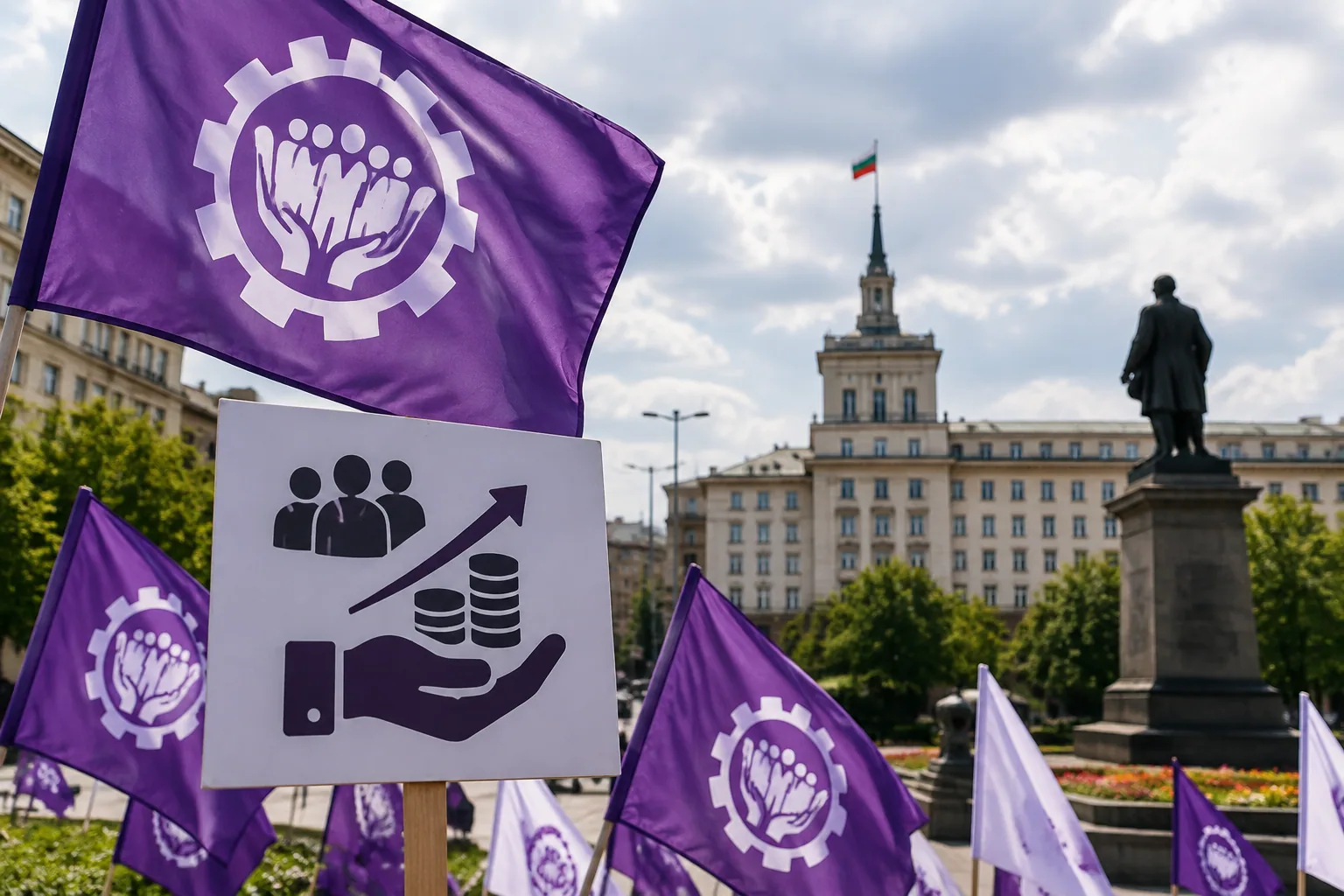 КНСБ протестира в София срещу 660 евро минимална заплата