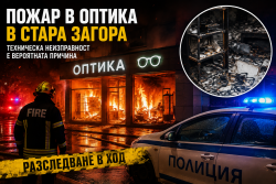 Оптика пламна в Стара Загора: Техническа неизправност вероятно е причинила пожара